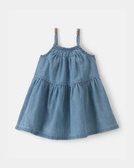 Baby Girl Denim Chambray Dress - Light Wash