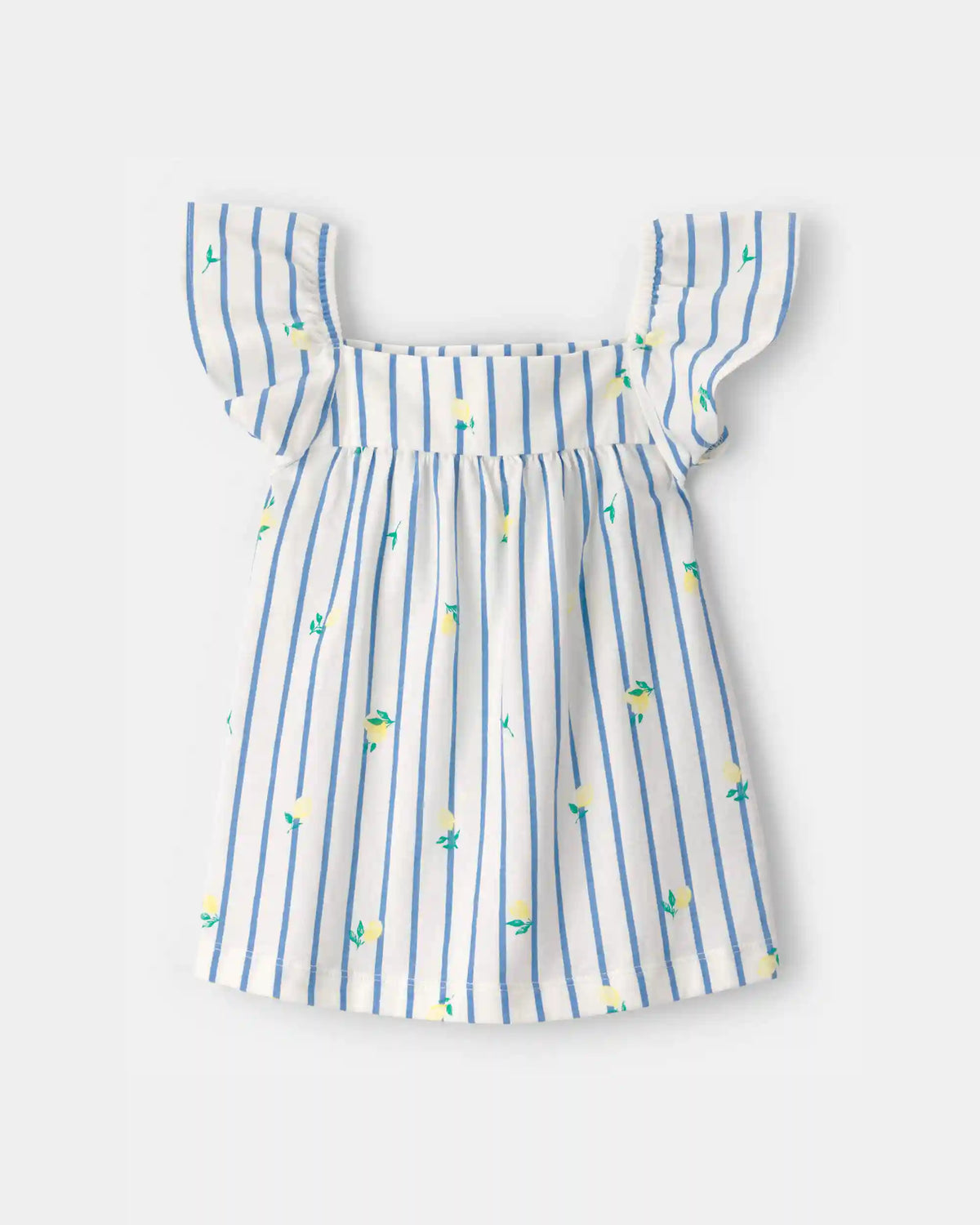 Toddler Girl Flutter-Sleeve Lemon Striped Top - Blue/White