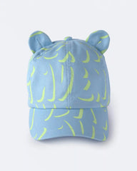 Toddler Baseball Hat with Ears in Abstract Print - Blue