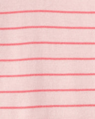 Baby Girl Ladybug Striped 100% Cotton Snug Fit 1-Piece Pajama - Pink