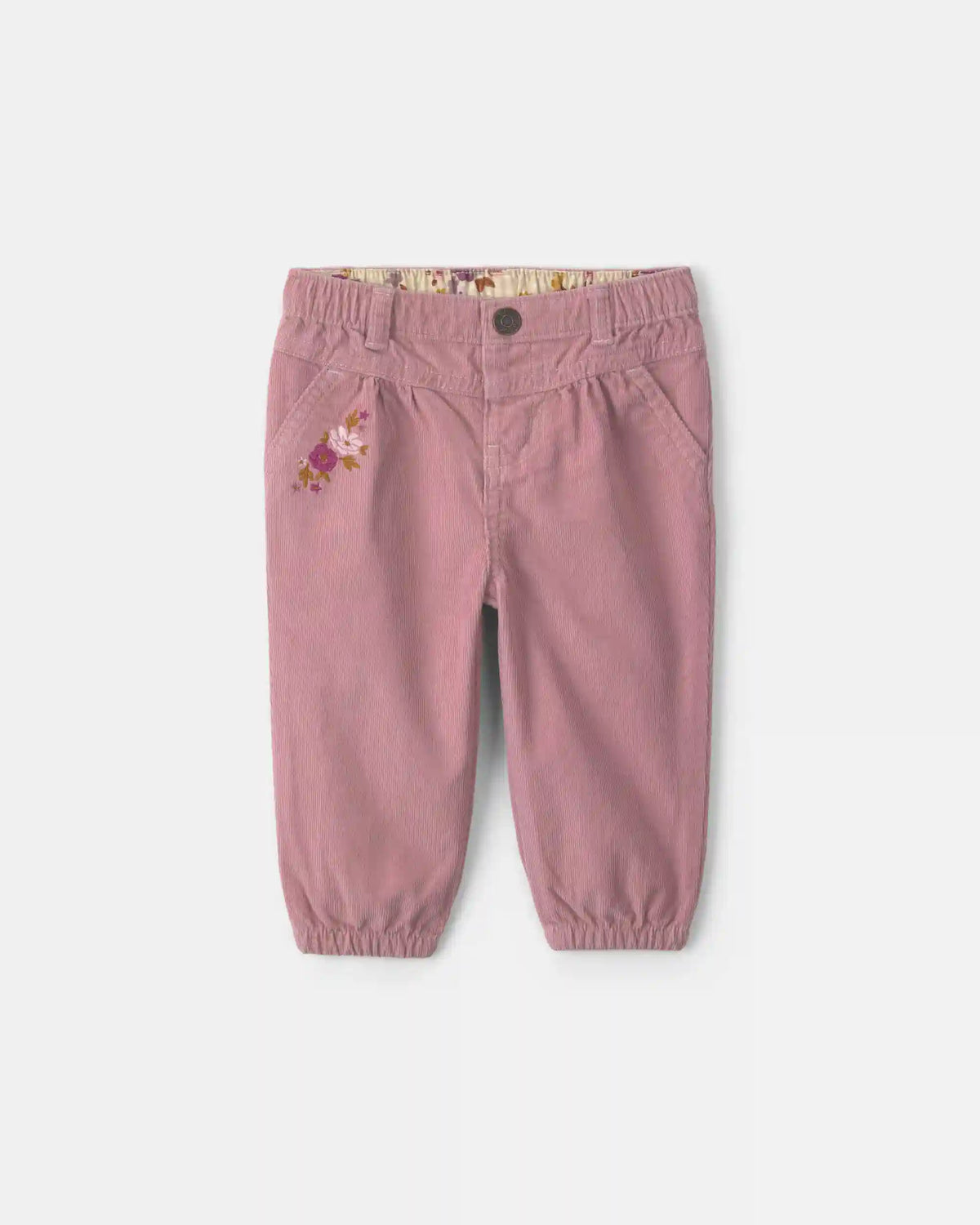 Baby Girl Floral Corduroy Baggy Pants - Purple