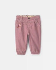 Baby Girl Floral Corduroy Baggy Pants - Purple