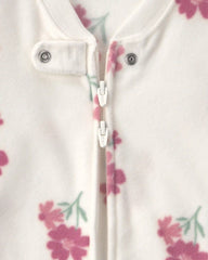 Baby Girl Floral Fleece Sleep Bag - Cream