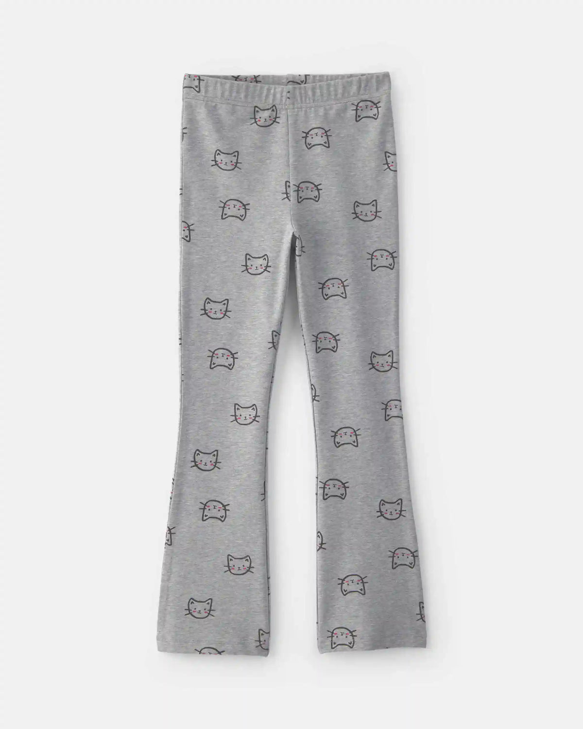Girls Cat Cotton Pull-On Stretch Leggings - Grey