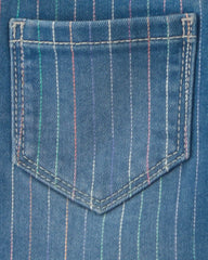 Baby Girl Rainbow Stripe Denim Skirtall - Medium Wash
