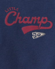 Toddler Boy 2-Piece 'Little Champ' Football Fleece Top & Pant Set - Navy Blue/Grey