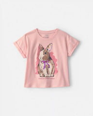 Girls Bunny Graphic Tee - Pink