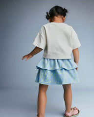Toddler Girl 'Field Day' Breezy Top in Hopscotch Print - Cream