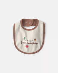 Baby 'Baby's First Thanksgiving' 100% Cotton Bib - Cream