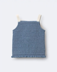 Toddler Girl Smocked Peplum Top in Chambray
