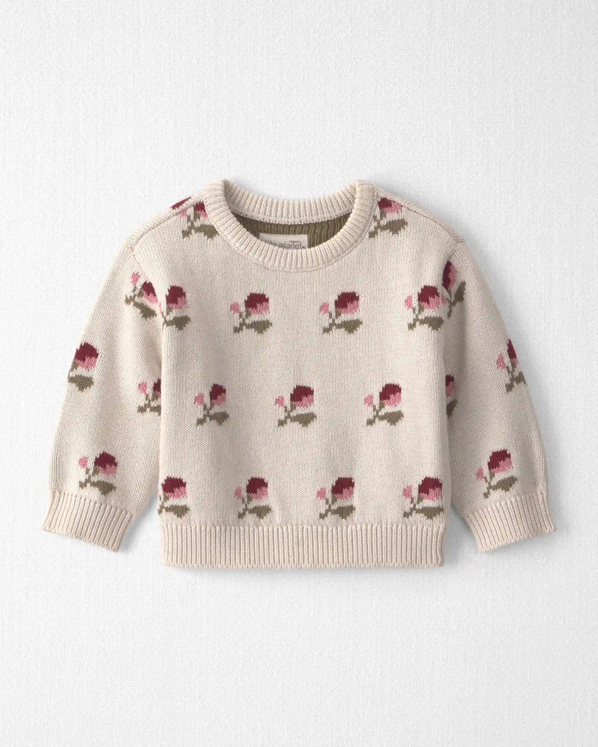 Baby Organic Cotton Sweater Knit Pullover in Wildflower Maize