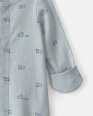 Baby Boy Train Long-Sleeve Sleeper Gown - Blue