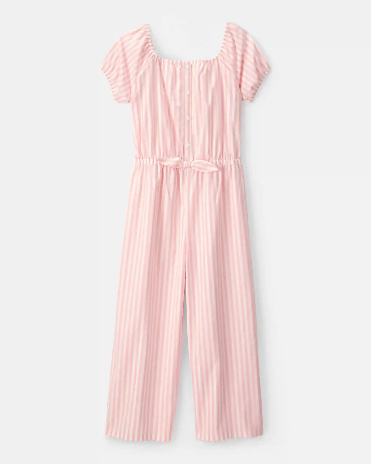 Girls Striped Jumpsuit - Pink/Ivory