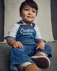 Baby Logo Denim Overalls - Dark Wash