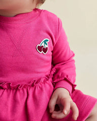 Baby Girl 3-Piece Cherry French Terry Long-Sleeve Dress Set - Pink