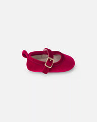 Baby Girl Mary Jane Velvety Flats - Red