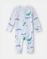 Baby Whale PurelySoft 2-Way Zip Sleep & Play Pajamas - Blue