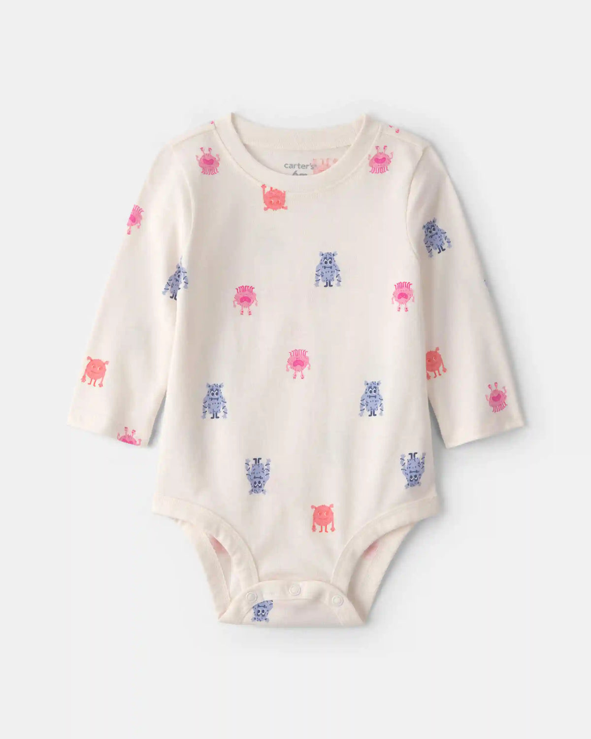Baby Girl Monster Long-Sleeve Graphic Bodysuit - Cream