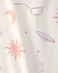 Girls Space Constellation Tie-Dye 100% Cotton Snug Fit 4-Piece Pajama Set - Purple