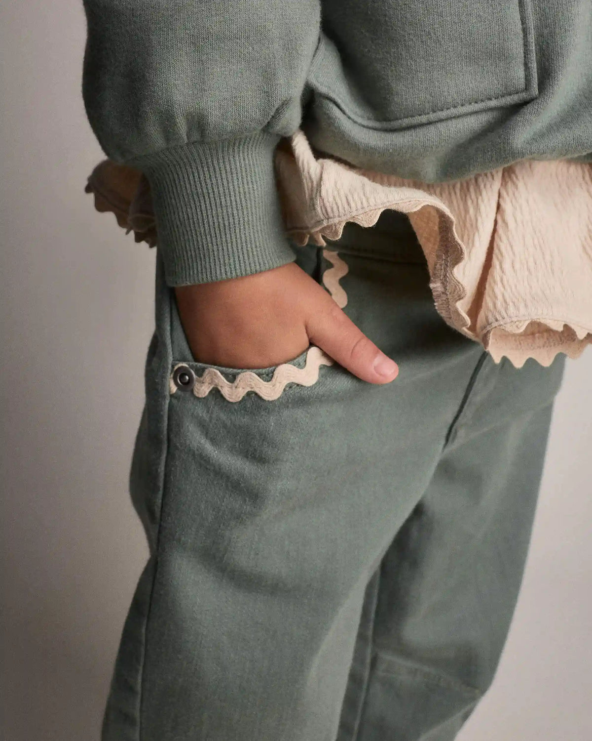 Toddler Girl Ric-Rack Cuffed Barrel Pant - Olive