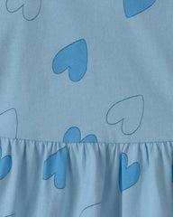Toddler Girl Heart Short-Sleeve Dress - Blue