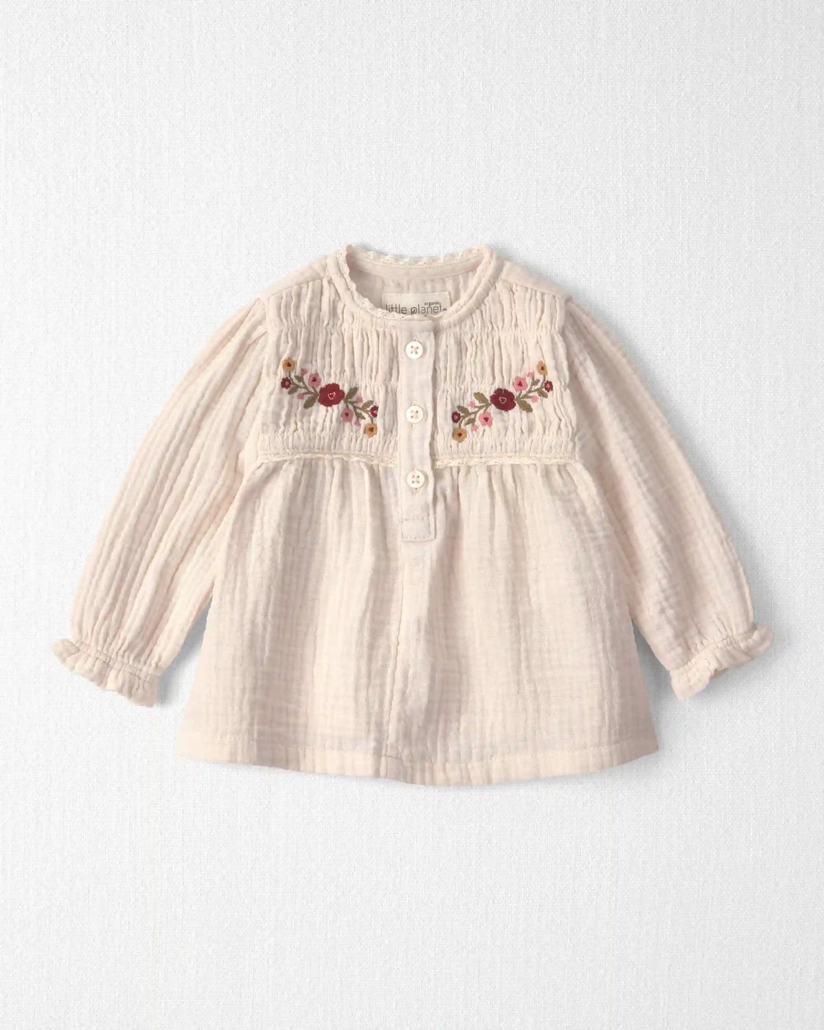Baby Girl Organic Cotton Embroidered Gauze Top