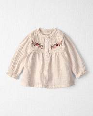 Baby Girl Organic Cotton Embroidered Gauze Top