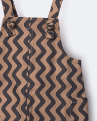 Toddler  Chevron Knot-Tie Overalls - Tan