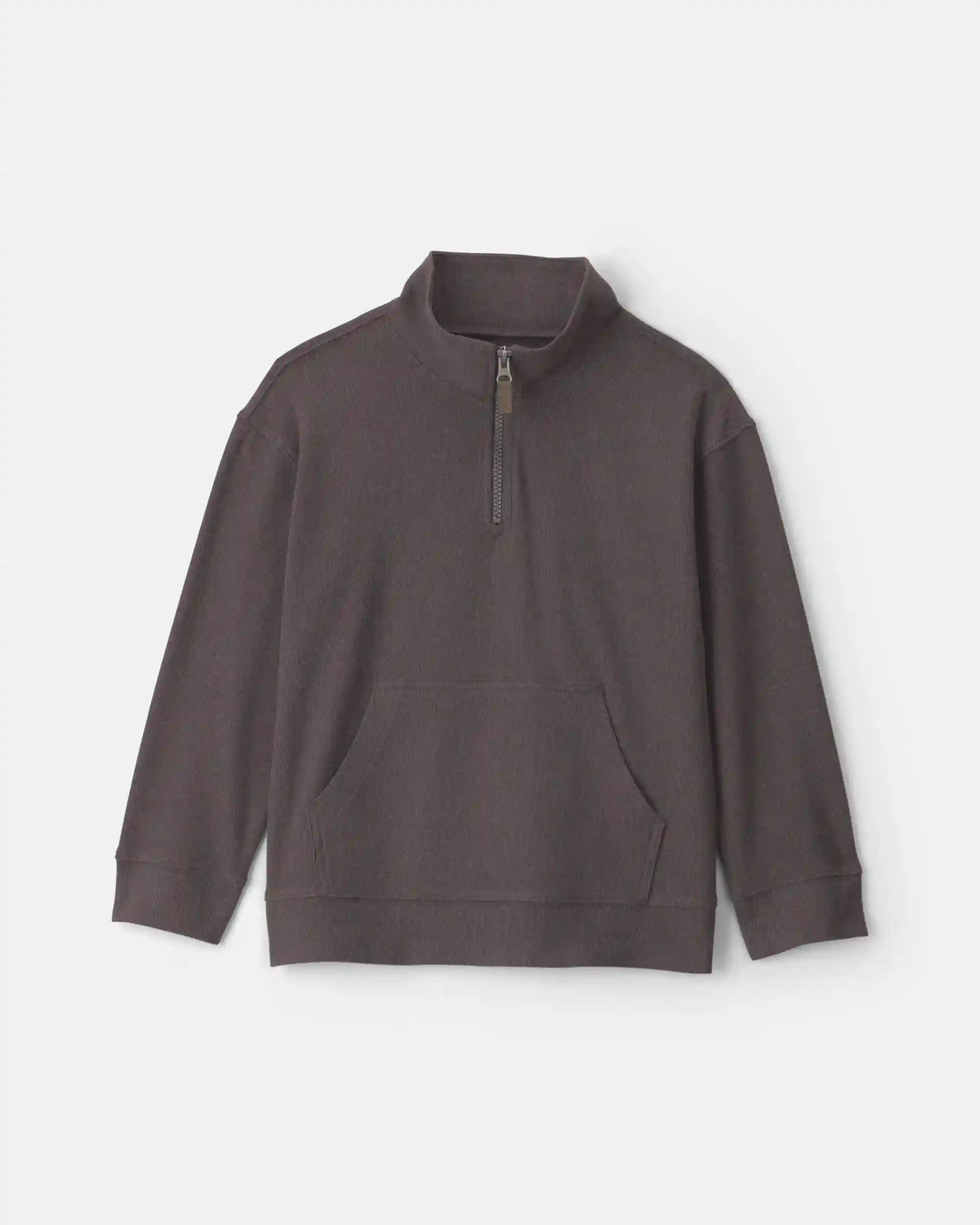 Boys Quarter-Zip Rib Pullover Sweatshirt - Grey