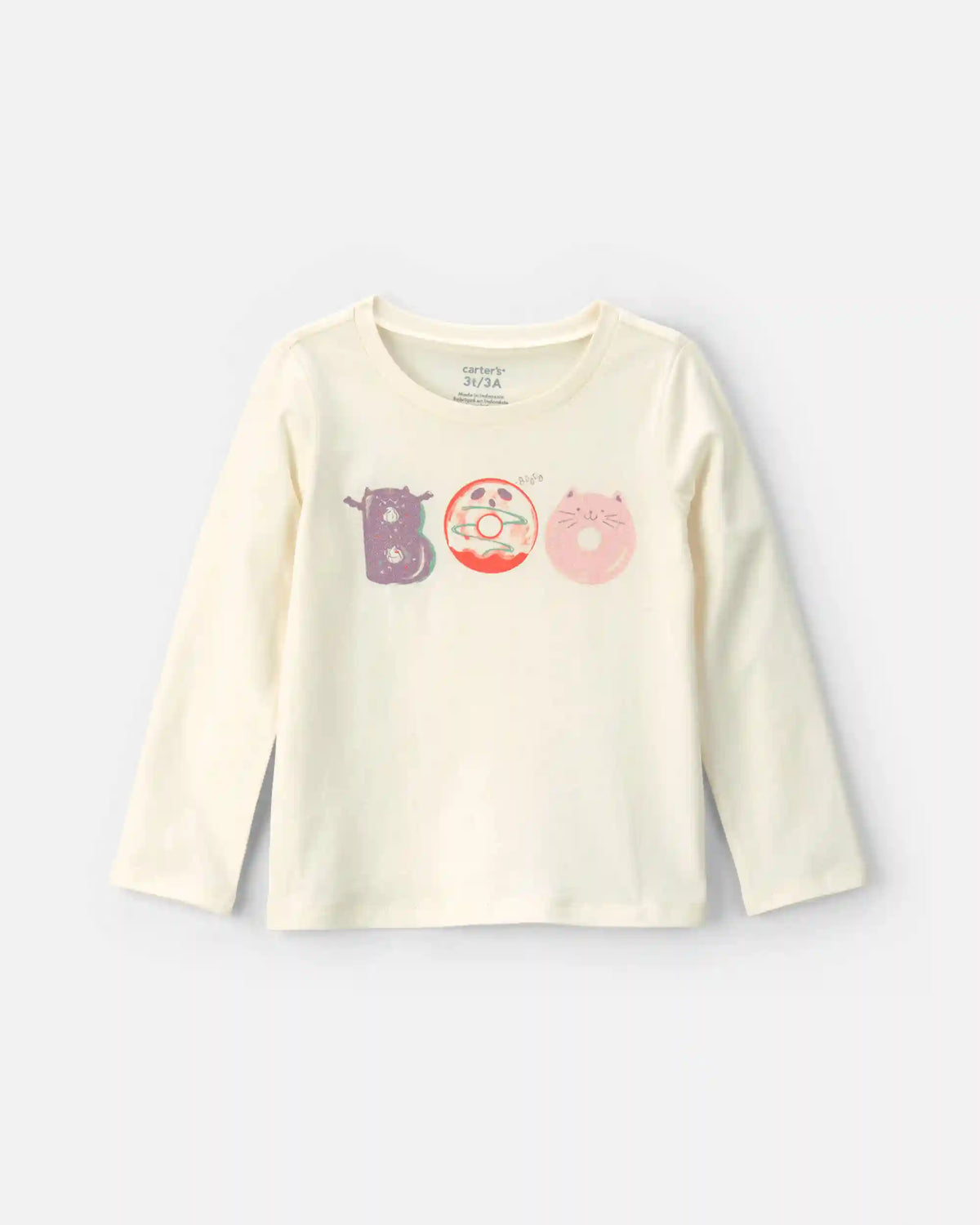 Toddler Girl 'Boo' Halloween Long-Sleeve Graphic Tee - Cream