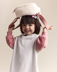 Heart Sherpa Backpack - Cream/Pink