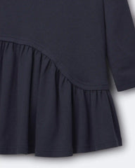 Toddler Girl Ribbed Long-Sleeve Asymmetrical Dress - Navy