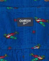 Baby Boy Plane Corduroy Overalls - Blue