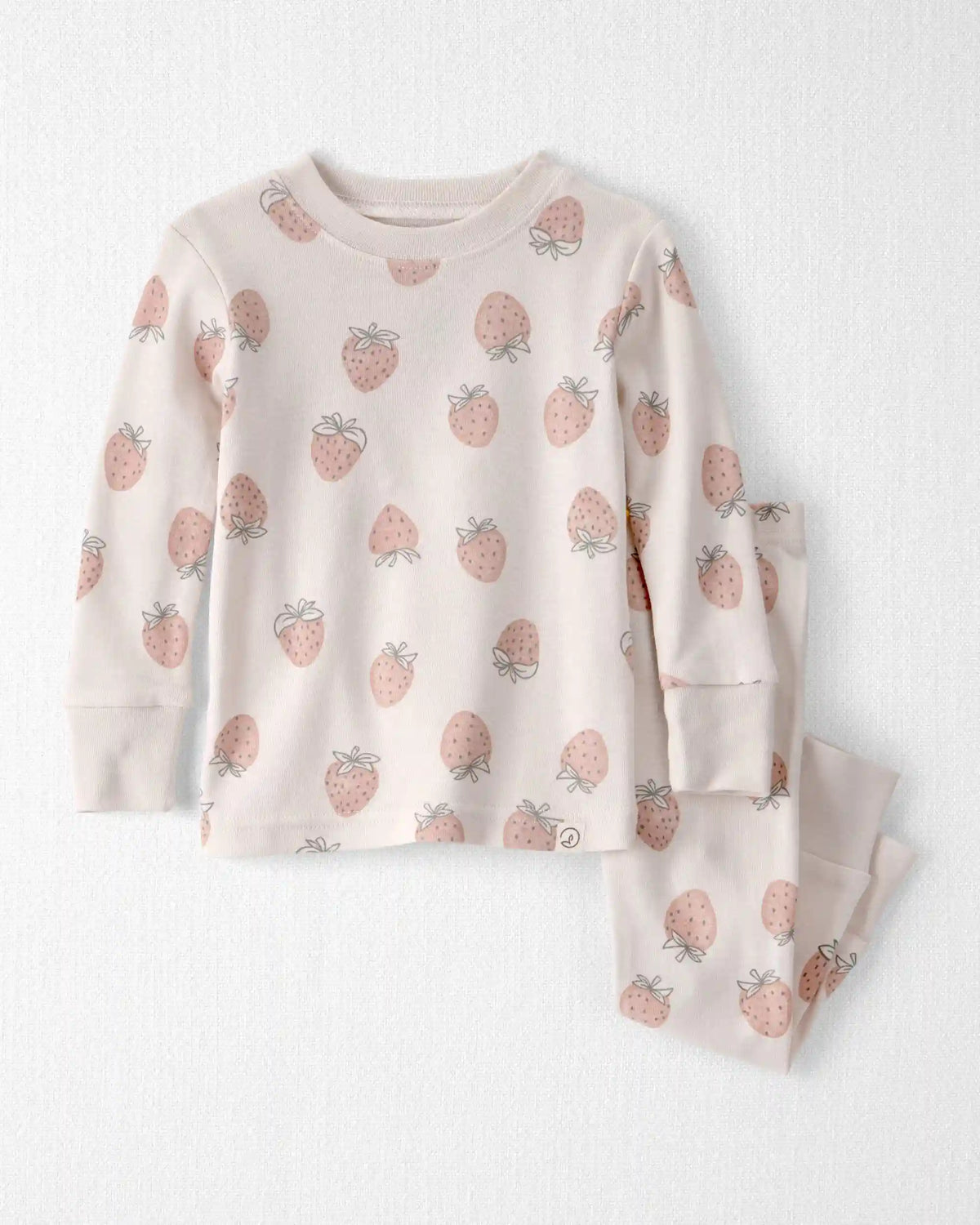 Baby Girl 2-Piece Organic Cotton Ribbed Pajama Set in Strawberry Print