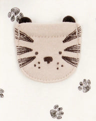 Baby Tiger Print 2-Way Zip Cotton Sleep & Play Pajamas - Ivory