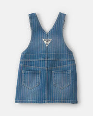 Baby Girl Rainbow Stripe Denim Skirtall - Medium Wash