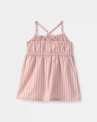 Baby Girl Striped Sleeveless Dress - Pink