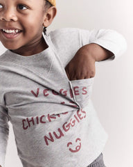 Toddler 'Chicken Nuggies' Long-Sleeve Pocket Graphic Tee - Heather Grey