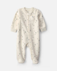 Baby Girl Snowflake Fleece 2-Way Zip Sleep & Play Pajamas - Cream
