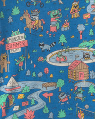 Toddler Boy 2-Piece 100% Cotton 'Monster Summer Camp' Pajama Set - Blue
