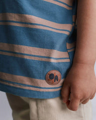 Toddler Relaxed Tee in Stripes - Slate Blue/Brown