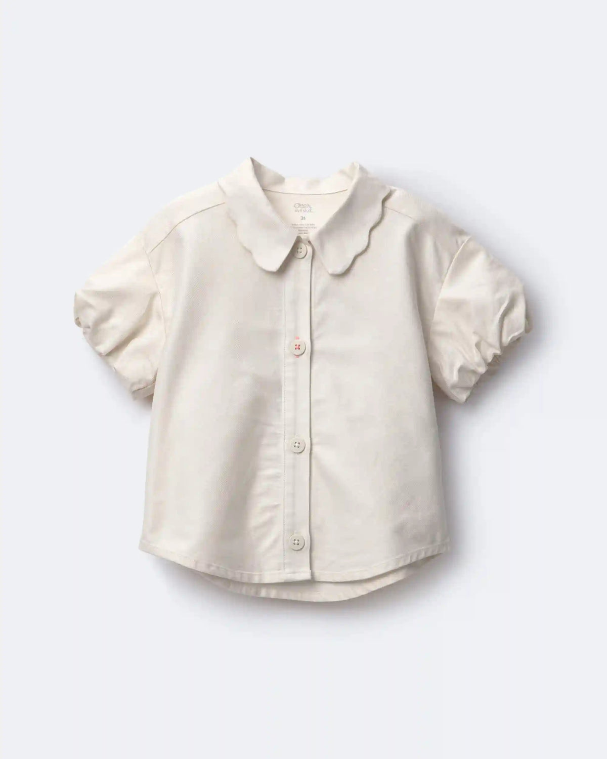 Toddler Girl Scalloped Collar Top - Cream