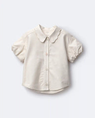 Toddler Girl Scalloped Collar Top - Cream