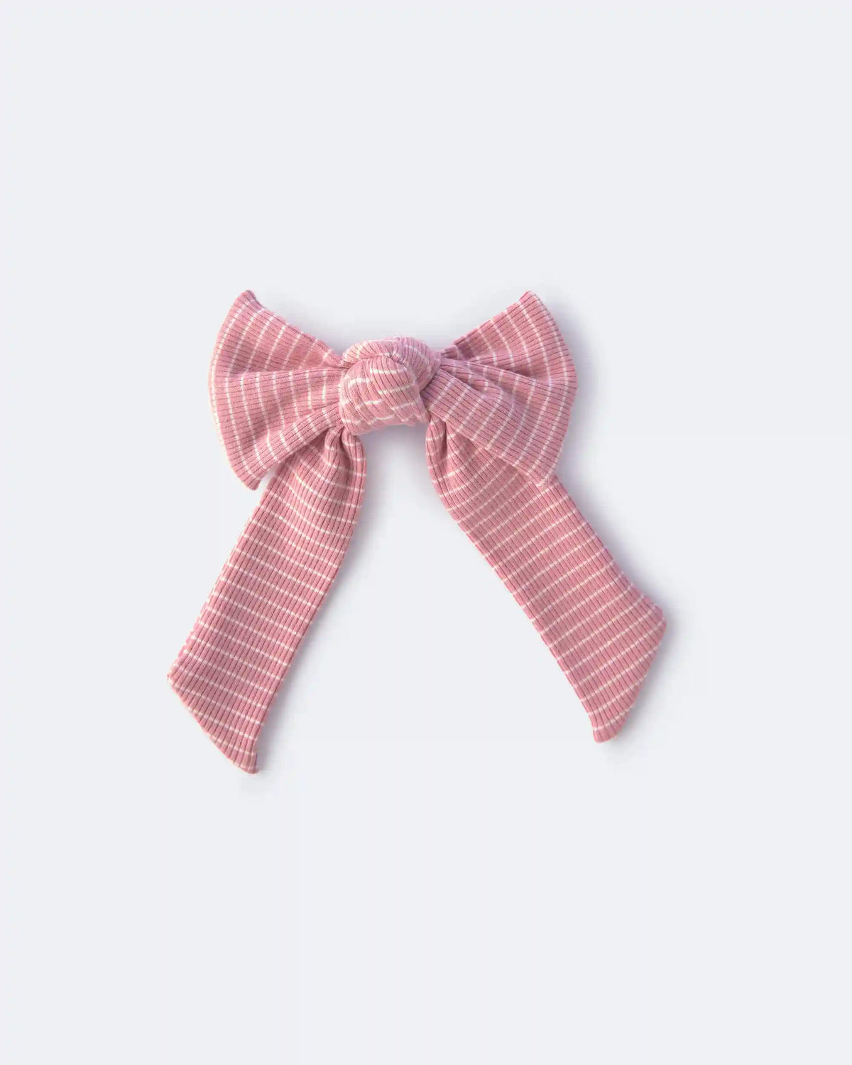 Toddler Girl Bow Hair Clip in Stripes - Light Pink