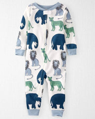 Baby Organic Cotton 1-Piece Pajamas in Wildlife Print