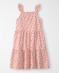 Girls Organic Cotton Tiered Dress in Blush Floral Print
