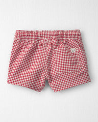 Baby Boy Recycled Swim Trunks in Red Gingham