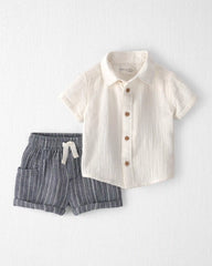 Baby Boy 2-Piece Organic Cotton Gauze Top & Short Set