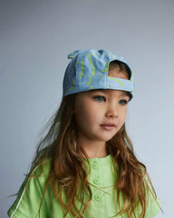 Toddler Baseball Hat with Ears in Abstract Print - Blue