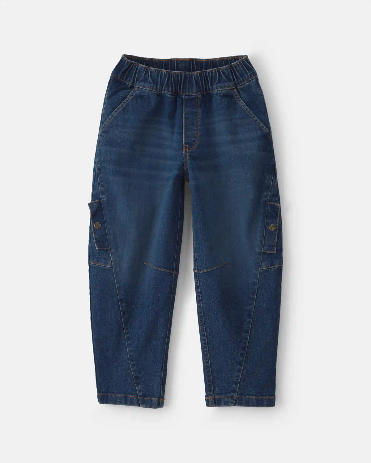 Girls Denim Barrel Jeans - Medium Wash